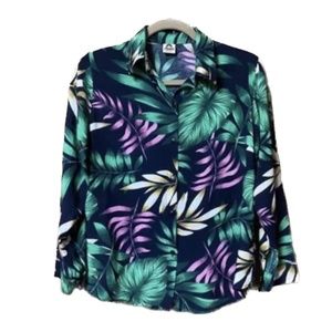 Tropical design button up shirt with collar - Size XS